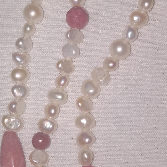Ross-Simons-3 stands Freshwater PEARLS + RHODONITE Necklace STERLING Silver RS - Picture 5 of 14